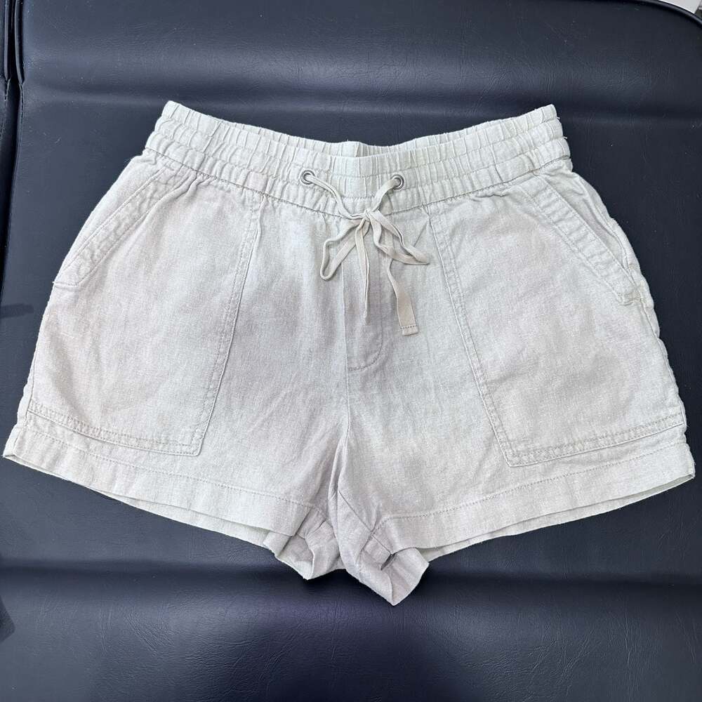 Gap Linen-Blend Drawstring Pull-On Shorts in Oatmeal - XS